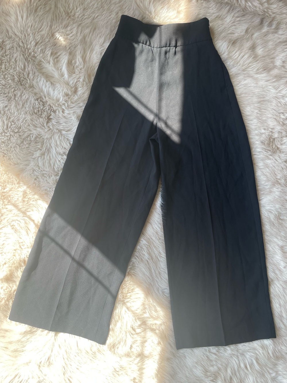 Zara Black Wide-Leg High-Rise Trousers